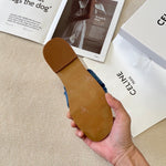 Pre Order Luxury Design Denim Frayed Logo Slides