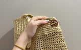 Pre Order Luxury Gold Letter Logo Wicker Bag With Matching Purse (2 Colours)
