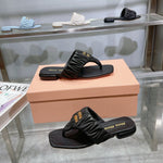 Pre Order Luxury Pleated Design Logo Flip flops