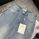 Pre Order Luxury Logo Design Ripped Flared Jeans