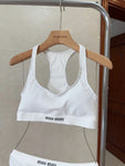 Pre Order Luxury Logo Band Ribbed White Set