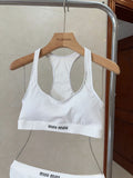 Pre Order Luxury Logo Band Ribbed White Set