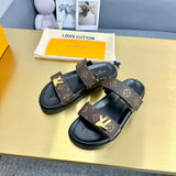 Pre Order Luxury Double Letter Gold Logo Strap Slides