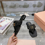 Pre Order Luxury Pleated Design Logo Flip flops