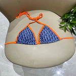 Pre Order Blue & Orange Luxury Logo Design Bikini Set