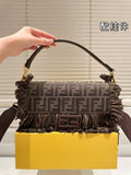 Pre Order Luxury Double Initial Tassle Detail Hand/Cross Bag In Brown