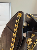 Pre Order Black & Gold Luxury Logo Chain Bucket Bag