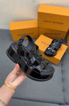 Pre Order Luxury Logo Multi Strap Wedges