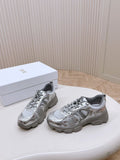 Pre Order Luxury Logo Trainers In Grey/Silver