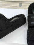 Pre Order Double Strap Luxury Logo Design Teddy Slippers