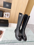 Pre Order Black Leather Luxury Logo Calf Boots