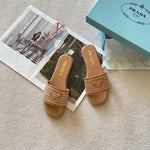 Pre Order Leather Slides With Crochet Detail