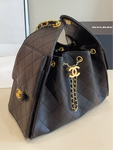 Pre Order Black & Gold Luxury Logo Chain Bucket Bag