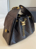 Pre Order Black & Gold Luxury Logo Chain Bucket Bag