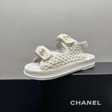 Pre Order Crochet Luxury Gold Logo Sandals