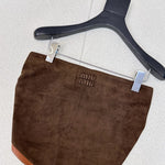Pre Order Suede Bandeau Luxury Logo Open Back Top