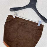 Pre Order Suede Bandeau Luxury Logo Open Back Top
