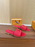 Pre Order Luxury Gold Logo Wicker Flat Mules (8 Colours)