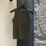 Pre Order Luxury Sparkle Vest Top In Khaki