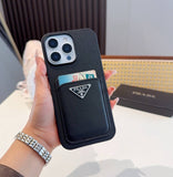 Pre Order Leather Card Holder Luxury Logo Design Black Phone Case