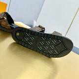 Pre Order Luxury Double Letter Gold Logo Strap Slides