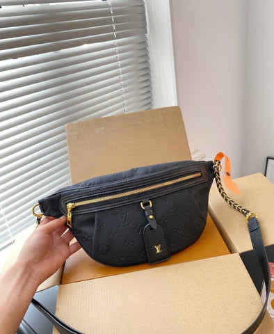 Pre Order Luxury Logo Black & Gold Body Bum Bag