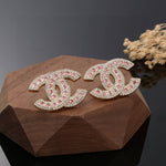 Pre Order Pink Diamanté Double Initial Earrings