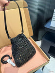 Pre Order Luxury Woven Logo Top Handle Bag In Black