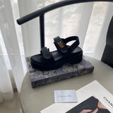Pre Order Luxury Gold Logo Double Strap Sandals