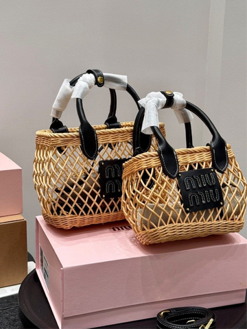Pre Order Luxury Black Logo Design Basket Handbag