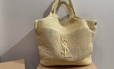 Pre Order Luxury Gold Letter Logo Wicker Bag With Matching Purse (2 Colours)