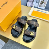 Pre Order Luxury Double Letter Gold Logo Strap Slides
