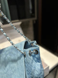 Pre Order Luxury Fainted Logo Detail Denim Chain Handbag