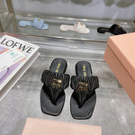 Pre Order Luxury Pleated Design Logo Flip flops
