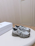 Pre Order Luxury Logo Trainers In Grey/Silver
