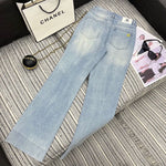 Pre Order Luxury Logo Design Ripped Flared Jeans