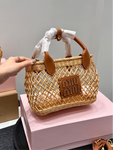 Pre Order Luxury Tanned Logo Design Basket Handbag