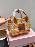 Pre Order Luxury Tanned Logo Design Basket Handbag