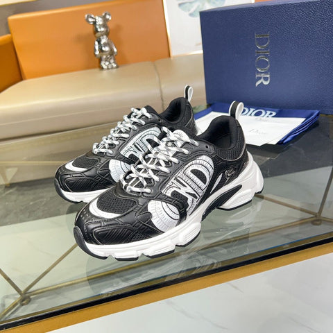 Pre Order Luxury White Logo Trainers In Black/White