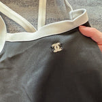 Pre Order Luxury Diamanté Logo Ribbed Swimsuit