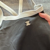 Pre Order Luxury Diamanté Logo Ribbed Swimsuit