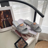 Pre Order Flat Denim Mules With Luxury Logo Design