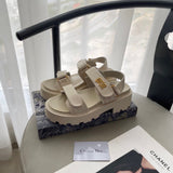 Pre Order Luxury Gold Logo Double Strap Sandals
