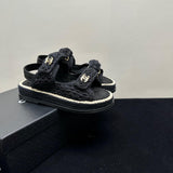 Pre Order Crochet Luxury Gold Logo Sandals