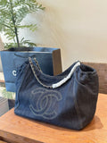 Pre Order Luxury Embroidered Logo Dark Denim Handbag