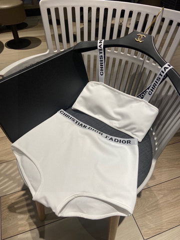 Pre Order Luxury C & D Logo Bikini Set In White