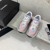 Pre Order Luxury Pink & Silver Double C Logo Trainers
