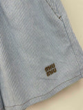 Pre Order Blue Pin Stripe Luxury Logo Short & Shirt Set