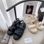 Pre Order Luxury Gold Logo Double Strap Sandals