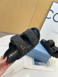 Pre Order Luxury Logo Crochet Double Strap Slides